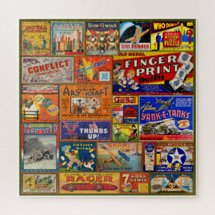 VINTAGE COLORFUL CHILDREN'S GAMES AND TOYS JIGSAW PUZZLE