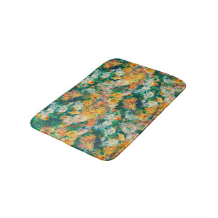 Vintage Colorful Chrysanthemum Garden Bath Mat