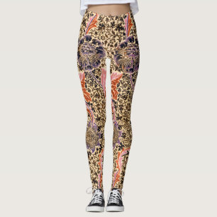 Vintage Colorful Decorative Floral Pattern Leggings