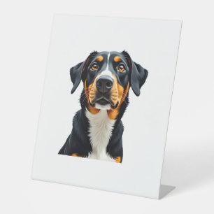 Vintage Colorful Dog Portrait Illustration Retro P Pedestal Sign