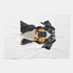 Vintage Colorful Dog Portrait Illustration Retro P Tea Towel