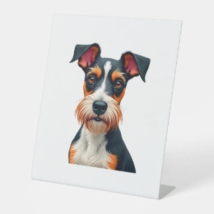 Vintage Colorful Dog Portrait Illustration Retro T Pedestal Sign