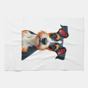 Vintage Colorful Dog Portrait Illustration Retro T Tea Towel