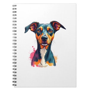 Vintage Colorful Dog Portrait Pop Art Illustration Notebook