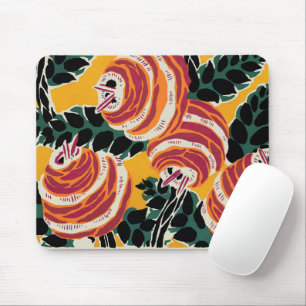 Vintage Colorful Flowers and Leaves Art Nouveau Mouse Pad