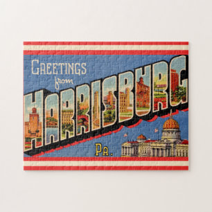 Vintage Colorful Harrisburg PA 11x14  Jigsaw Puzzle