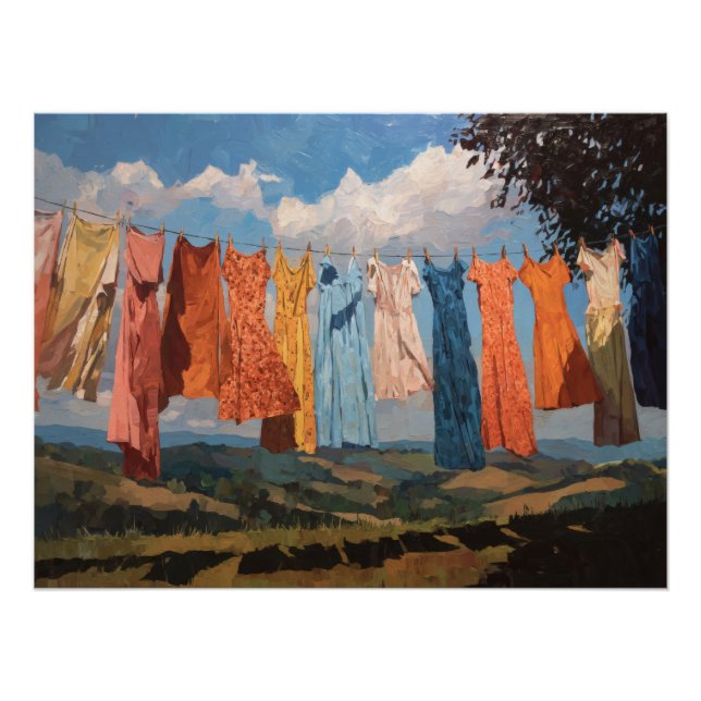Vintage Colorful Laundry Sky Art Print (Front)