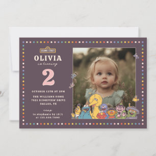 Vintage Colorful Sesame Street Birthday Photo Invitation