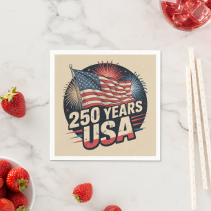 Vintage Colors American Flag 250 Years USA  Napkin
