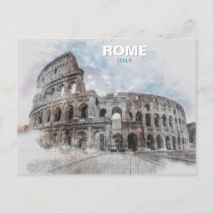 Vintage Colosseum Postcard – Rome Travel Art
