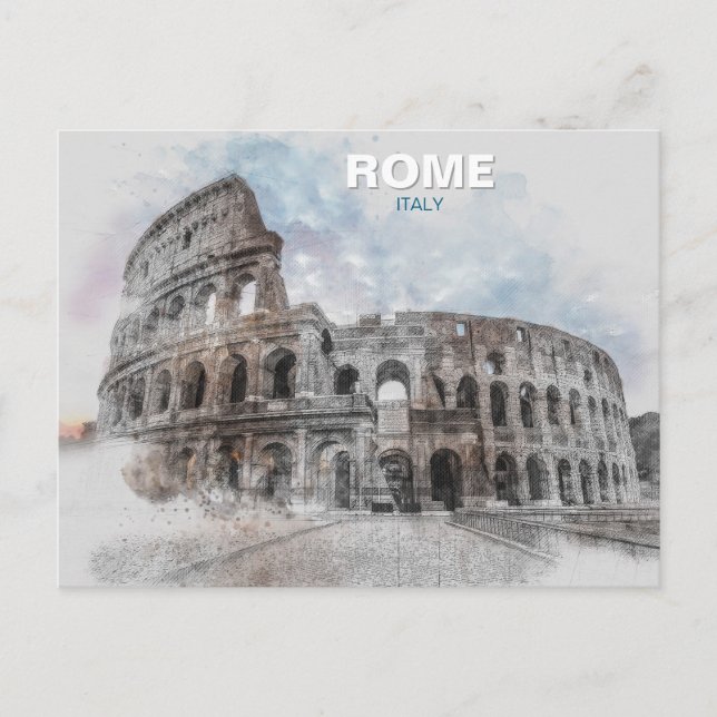 Vintage Colosseum Postcard – Rome Travel Art  (Front)