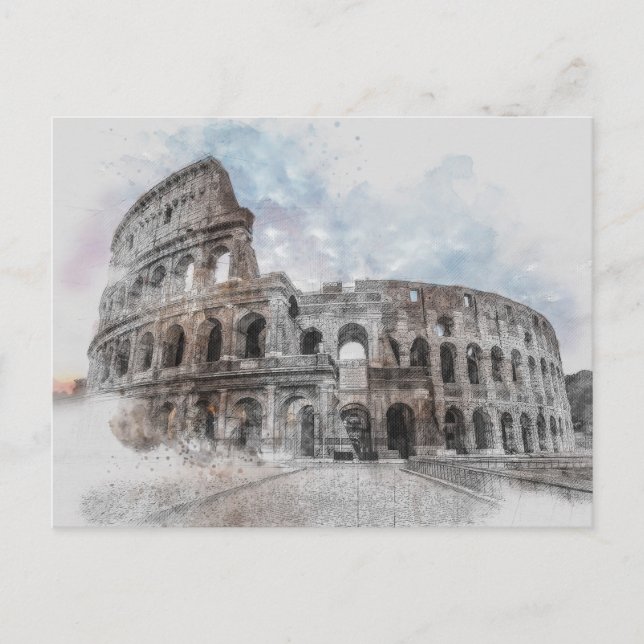Vintage Colosseum Postcard – Rome Travel Art  (Front)