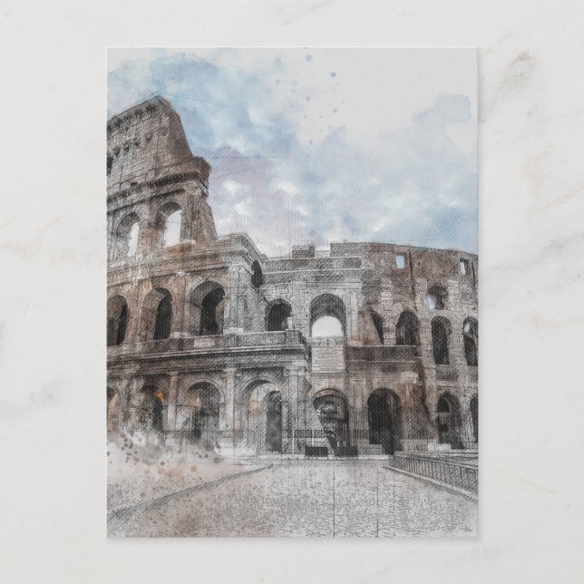 Vintage Colosseum Rome Postcard – Travel Art  (Front)