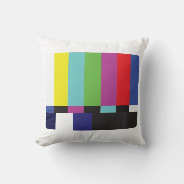 Vintage Colour Bars TV Signal Test Pattern Cushion (Front)