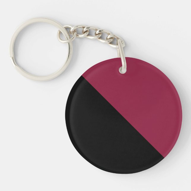 Vintage Colour Block Keychain (Black & Berry Red) (Front)