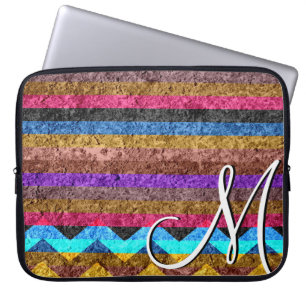 Vintage Colour Chevron Stripes Laptop Sleeve