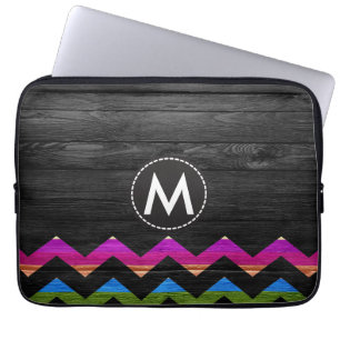 Vintage Colour Chevron Stripes Wood #10 Laptop Sleeve