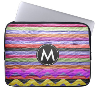 Vintage Colour Chevron Stripes Wood #4 Laptop Sleeve
