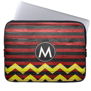 Vintage Colour Chevron Stripes Wood #9 Laptop Sleeve