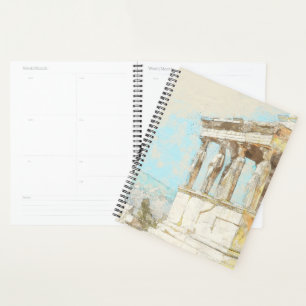 Vintage colour sketch postcard of Athens greece Planner