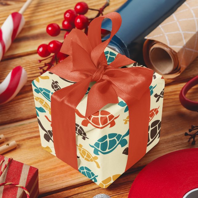 Vintage Colour Tortoise Cartoon Wrapping Paper (vintagecolor turtle birthday packing gift wrap,gift wrapping paper,return gift wrap paper,paper gift)