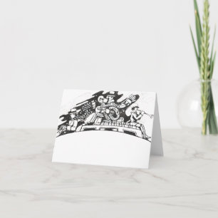 Vintage Colour Your Own Xmas Revelers Card