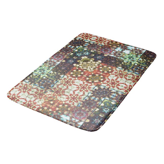 Vintage coloured opaque kaleidoscope mosaic bath mat (Angled)