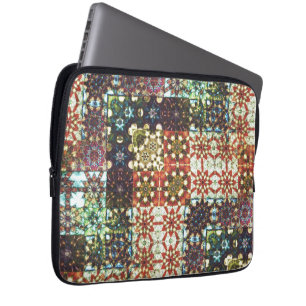 Vintage coloured opaque kaleidoscope mosaic laptop sleeve