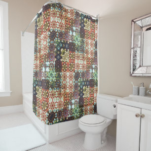 Vintage coloured opaque kaleidoscope mosaic shower curtain