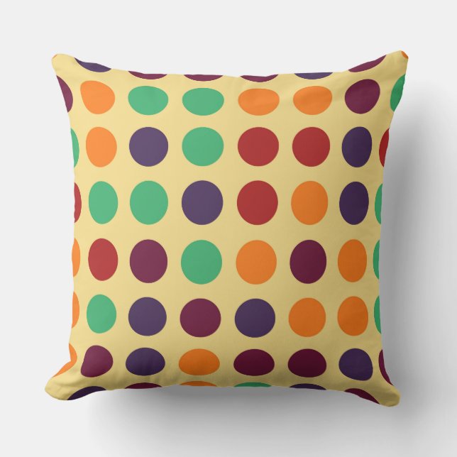 Vintage Coloured Polka Dot Pattern Cushion (Front)