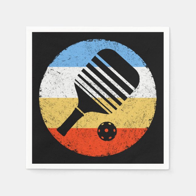 Vintage Coloured Retro Pickleball Napkin (Front)