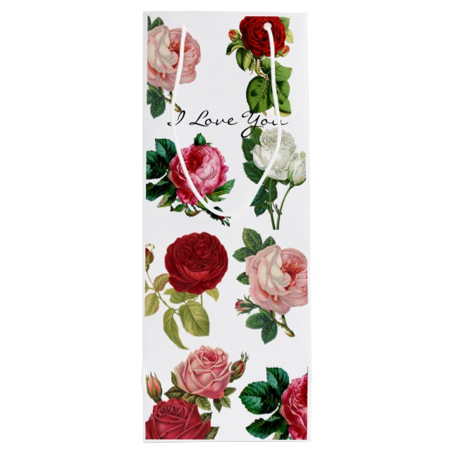Vintage Coloured Roses Wine Gift Bag (Back)