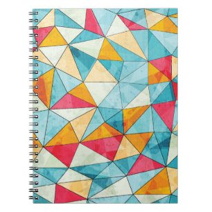 vintage coloured triangles seamless pattern with g notebook