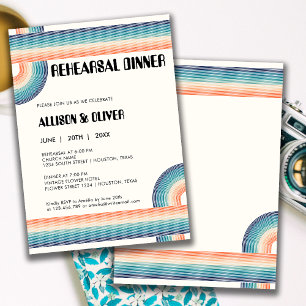 Vintage Colourful 70'S Theme Retro Rehearsal Dinne Invitation