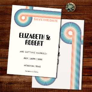Vintage Colourful 70'S Theme Retro Wedding Save The Date