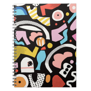 vintage colourful abstract shape illustration moti notebook