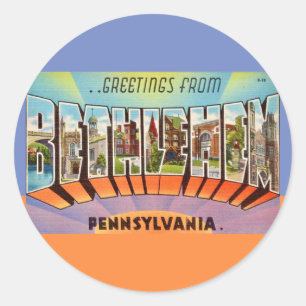 Vintage Colourful Bethlehem PA Classic Round Sticker