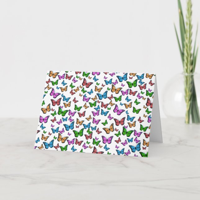 Vintage Colourful Butterflies Illustration Art Card (Front)