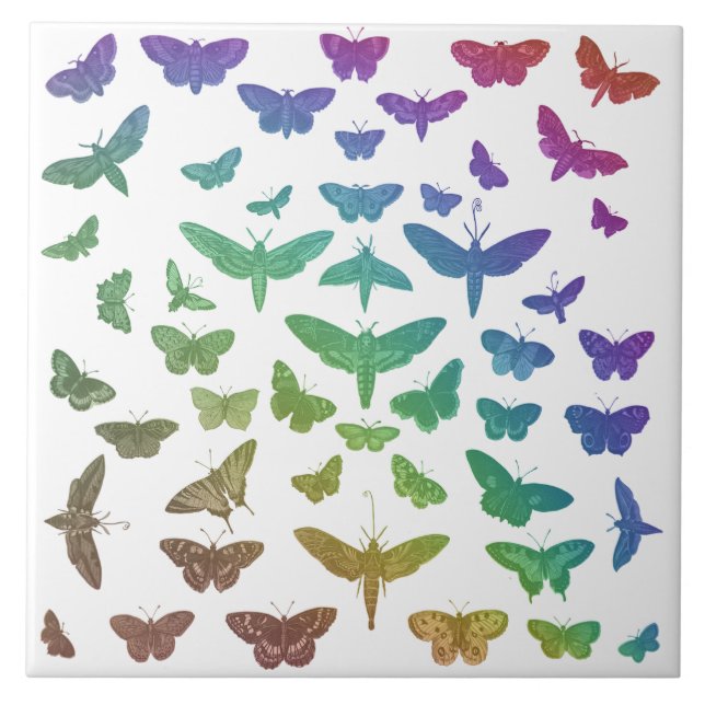 Vintage colourful butterflies moths insects  ceramic tile (Front)