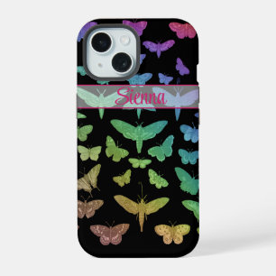 Vintage colourful butterflies moths insects iPhone 15 case
