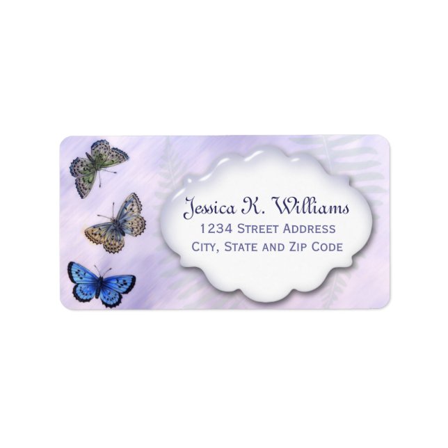 Vintage Colourful Butterflies & Purple Background Label (Front)