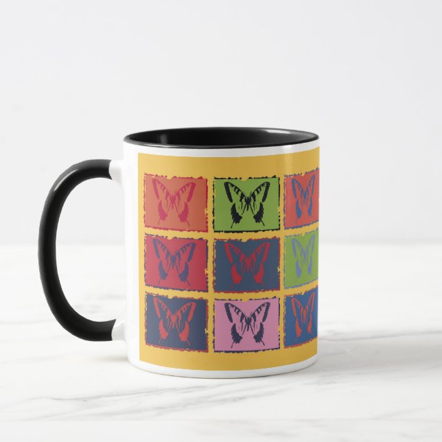 Vintage Colourful Butterfly Fine Art Mug (Left)