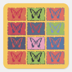 Vintage Colourful Butterfly Fine Art Square Sticker
