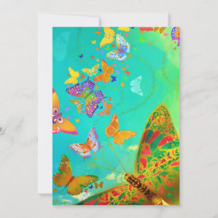 Vintage Colourful Butterfly Gold Glitter Watercolo Holiday Card