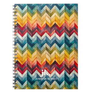 Vintage Colourful Chevron Monogram Notebook