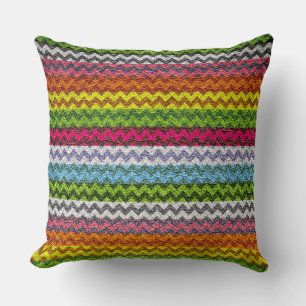 Vintage Colourful Chevron Stripes Pattern #2 Cushion
