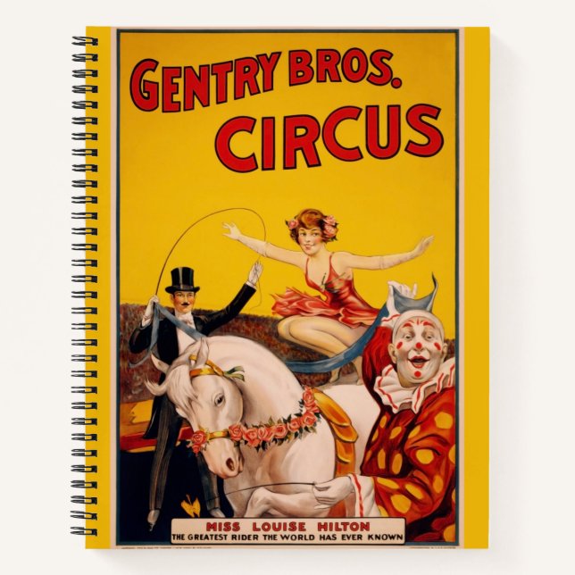 Vintage Colourful Circus Performer Poster Notebook (Front)