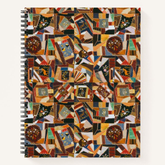 Vintage Colourful Crazy Quilt Notebook (Front)