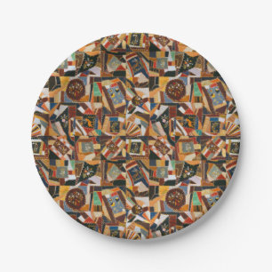 Vintage Colourful Crazy Quilt Paper Plate
