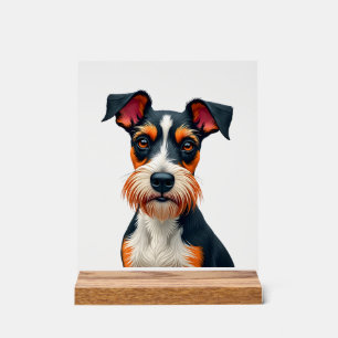 Vintage Colourful Dog Portrait Illustration Retro Acrylic Sign